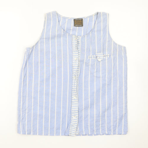 Principles Women Blue Striped Sleeveless Cotton Blouse Size 14