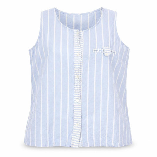 Front view of Principles Women Blue Striped Sleeveless Cotton Blouse, size 14