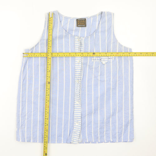 Principles Women Blue Striped Sleeveless Cotton Blouse Size 14