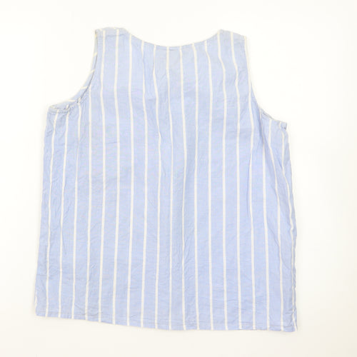 Principles Women Blue Striped Sleeveless Cotton Blouse Size 14