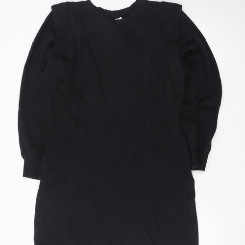 H&M Divided Black Long Sleeve Sweatshirt Dress Women L Casual