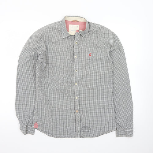 Joules Men's Grey Check Cotton Long Sleeve Button-Up Shirt XS