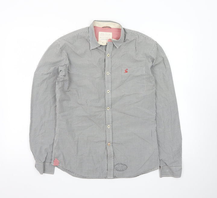 Joules Men's Grey Check Cotton Long Sleeve Button-Up Shirt XS