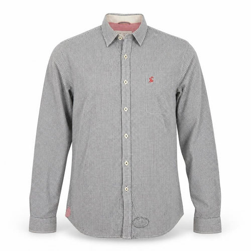 Joules Men's Grey Check Cotton Long Sleeve Button-Up Shirt XS