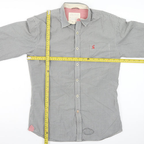 Joules Men's Grey Check Cotton Long Sleeve Button-Up Shirt XS