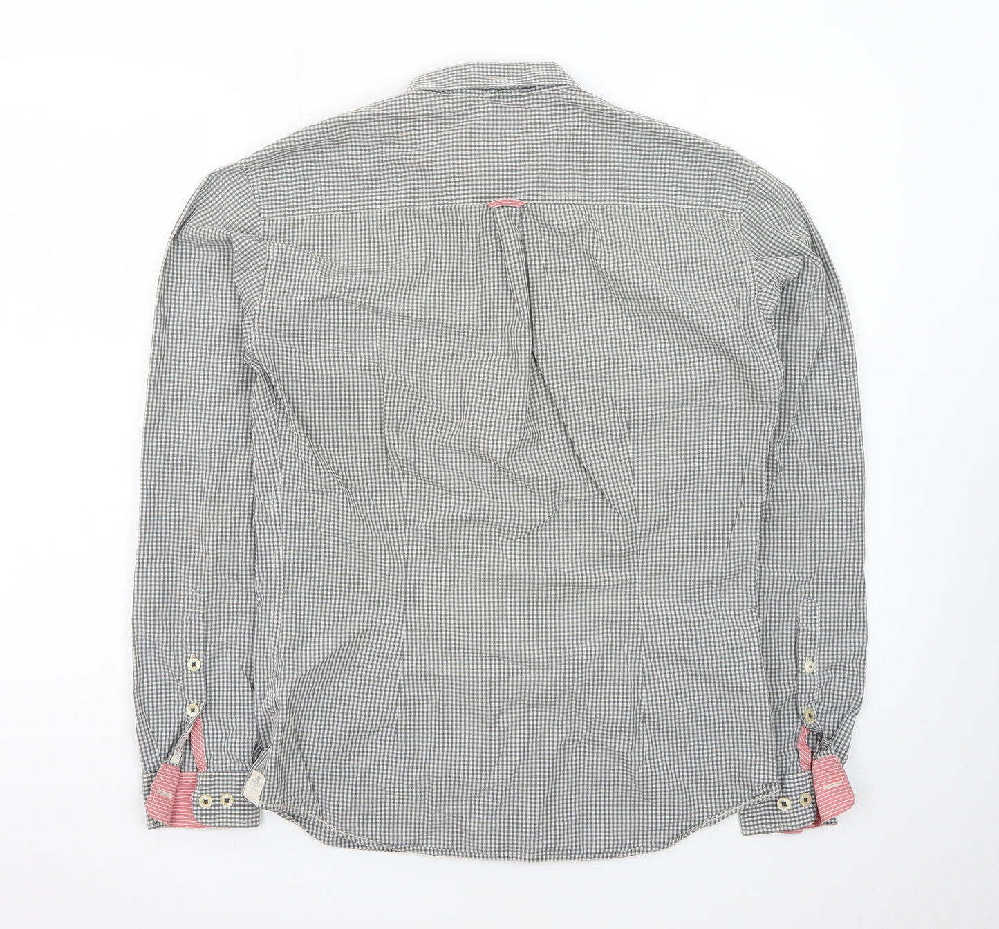Joules Men's Grey Check Cotton Long Sleeve Button-Up Shirt XS
