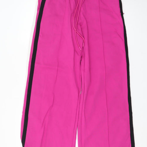 Marks and Spencer Womens Pink Wide-Leg Trousers Size 12 Regular
