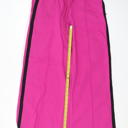 Marks and Spencer Womens Pink Wide-Leg Trousers Size 12 Regular