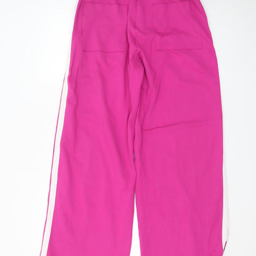Marks and Spencer Womens Pink Wide-Leg Trousers Size 12 Regular