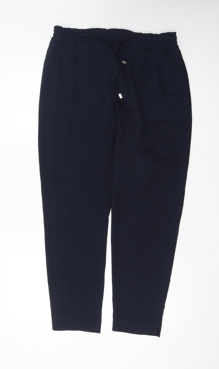 Zara Basic Men's Black Elastic Waist Tapered Trousers M