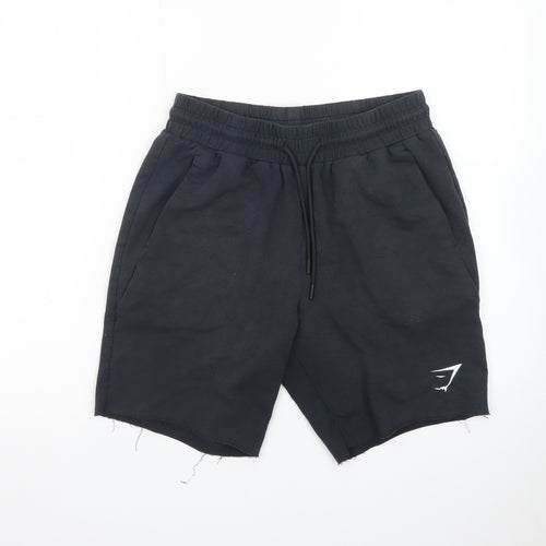 Gymshark Mens Black S Sweat Shorts Elastic Waist Drawstring Casual