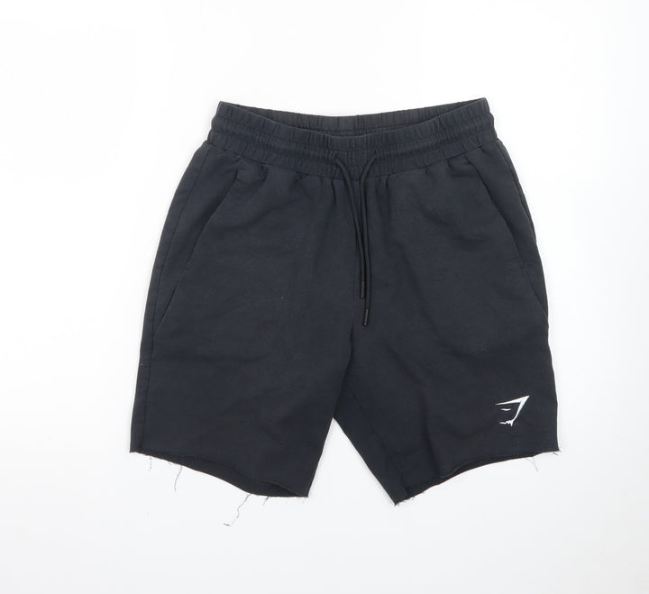 Gymshark Mens Black S Sweat Shorts Elastic Waist Drawstring Casual