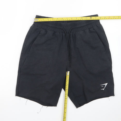 Gymshark Mens Black S Sweat Shorts Elastic Waist Drawstring Casual
