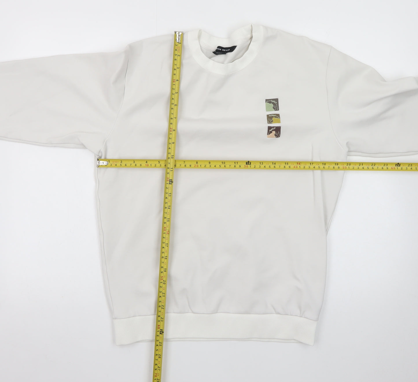 Urban Revivo Men's White XS Pullover Sweatshirt Logo Print