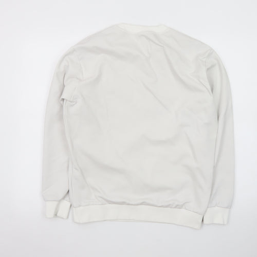 Urban Revivo Men's White XS Pullover Sweatshirt Logo Print