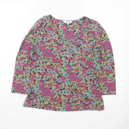 EAST Women's Multicoloured Floral Wrap Blouse Size 14