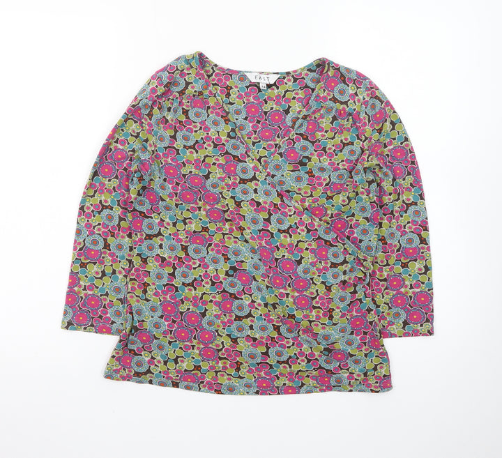 EAST Women's Multicoloured Floral Wrap Blouse Size 14