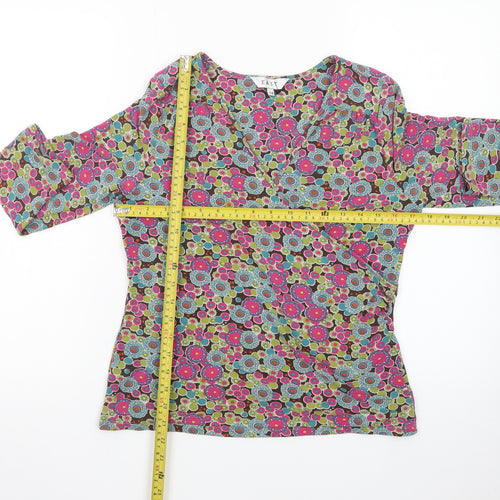 EAST Women's Multicoloured Floral Wrap Blouse Size 14