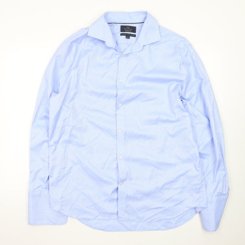Marks and Spencer Men's Blue Regular Fit Dress Shirt 16.5in Cotton
