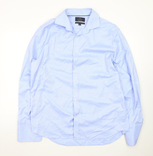 Marks and Spencer Men's Blue Regular Fit Dress Shirt 16.5in Cotton