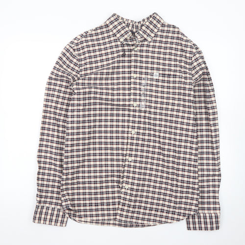 Marks and Spencer Men's Beige Check Long Sleeve Regular Fit Shirt M