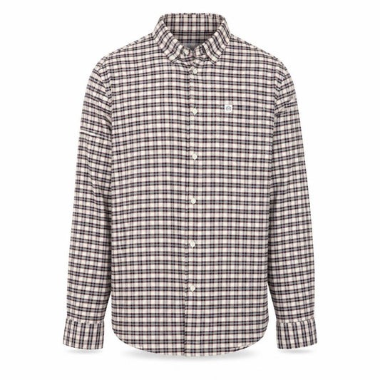 Front view of Marks & Spencer Men's Beige Check Long Sleeve Regular Fit Shirt M