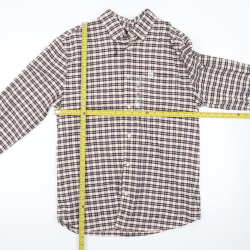 Marks and Spencer Men's Beige Check Long Sleeve Regular Fit Shirt M
