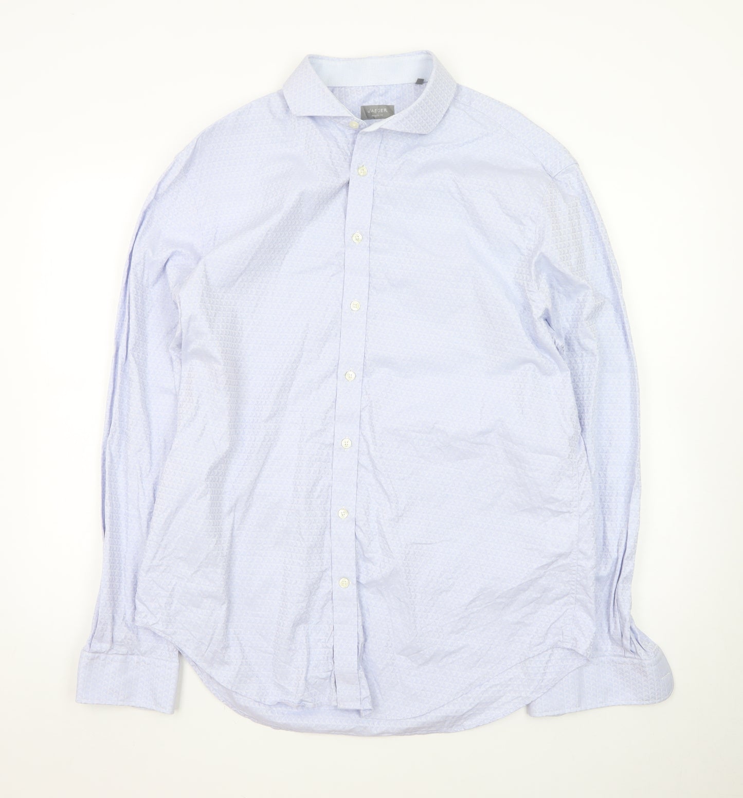 Jaeger Men's Blue Regular Fit Long Sleeve Dress Shirt 16.5in Collar