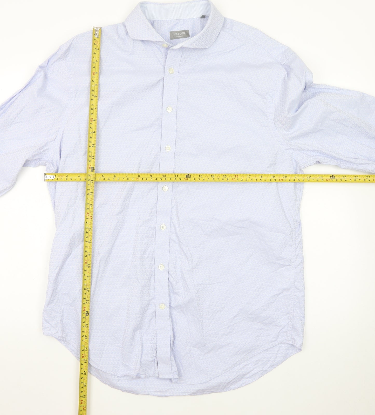 Jaeger Men's Blue Regular Fit Long Sleeve Dress Shirt 16.5in Collar