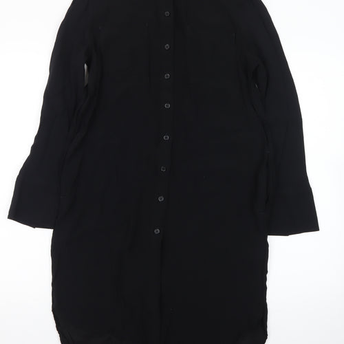Marks and Spencer Women Black Size 10 Shirt Dress Long Sleeve