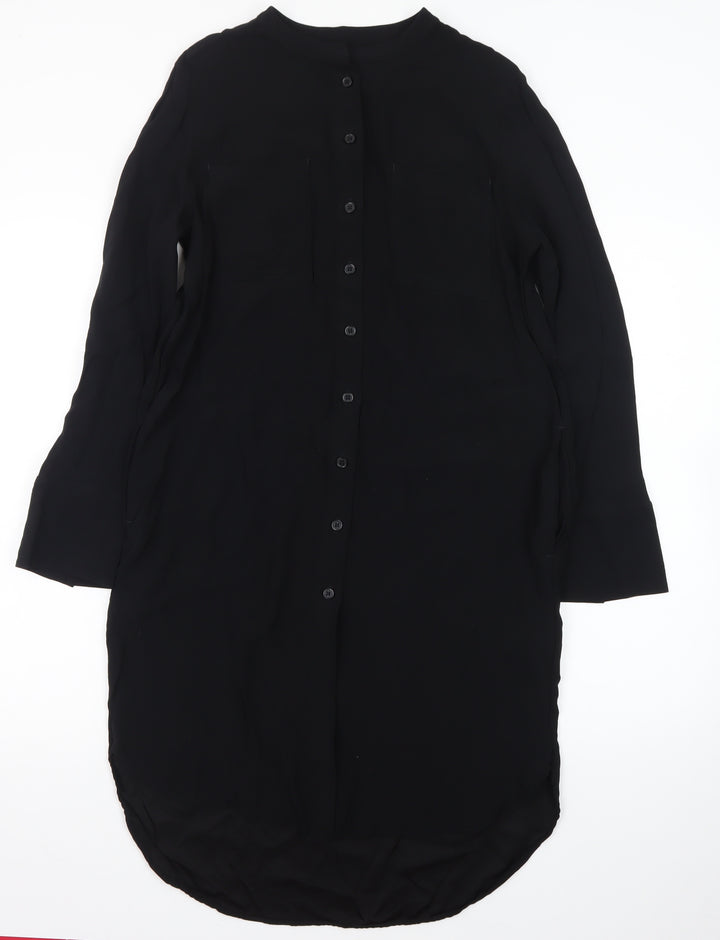 Marks and Spencer Women Black Size 10 Shirt Dress Long Sleeve