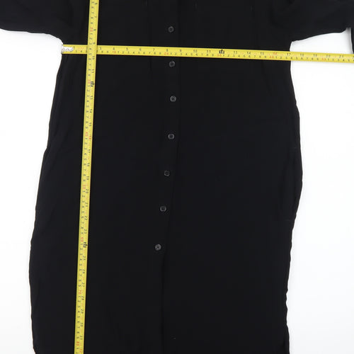Marks and Spencer Women Black Size 10 Shirt Dress Long Sleeve