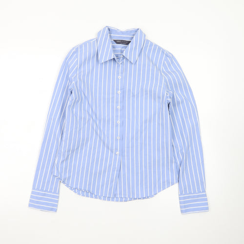 Marks and Spencer Women’s Blue Striped Button-Up Shirt Size 6