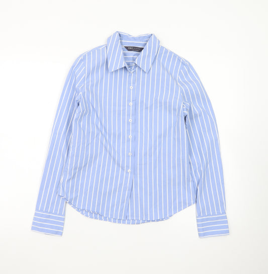 Marks and Spencer Women’s Blue Striped Button-Up Shirt Size 6