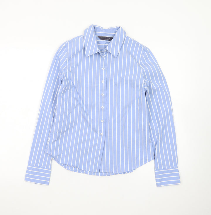 Marks and Spencer Women’s Blue Striped Button-Up Shirt Size 6