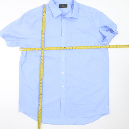 Marks and Spencer Men's Blue 17in Regular Fit Short Sleeve Dress Shirt