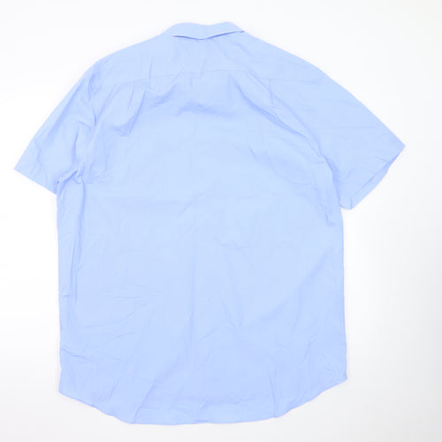 Marks and Spencer Men's Blue 17in Regular Fit Short Sleeve Dress Shirt