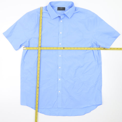 Marks and Spencer Men's Blue 17 Inch Regular Short Sleeve Dress Shirt
