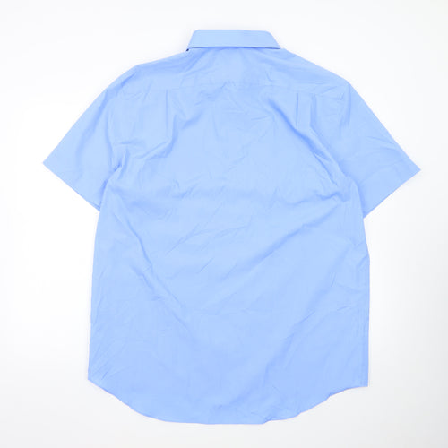 Marks and Spencer Men's Blue 17 Inch Regular Short Sleeve Dress Shirt