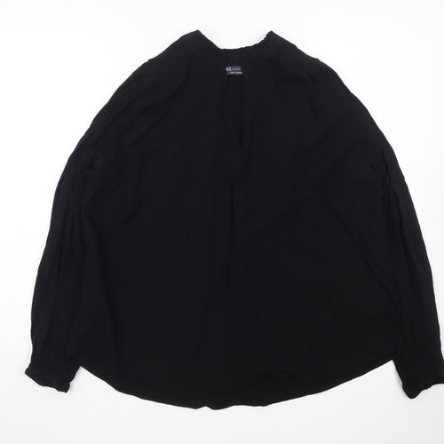 Marks and Spencer Womens Black Chiffon Long Sleeve Tunic Blouse Size 14