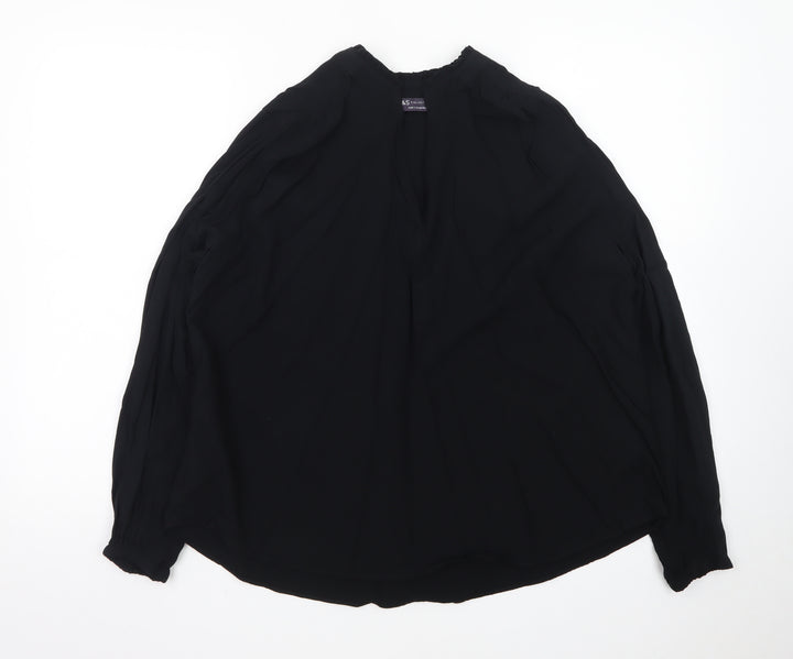 Marks and Spencer Womens Black Chiffon Long Sleeve Tunic Blouse Size 14