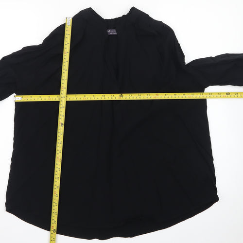Marks and Spencer Womens Black Chiffon Long Sleeve Tunic Blouse Size 14