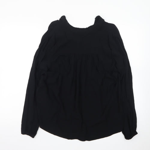 Marks and Spencer Womens Black Chiffon Long Sleeve Tunic Blouse Size 14