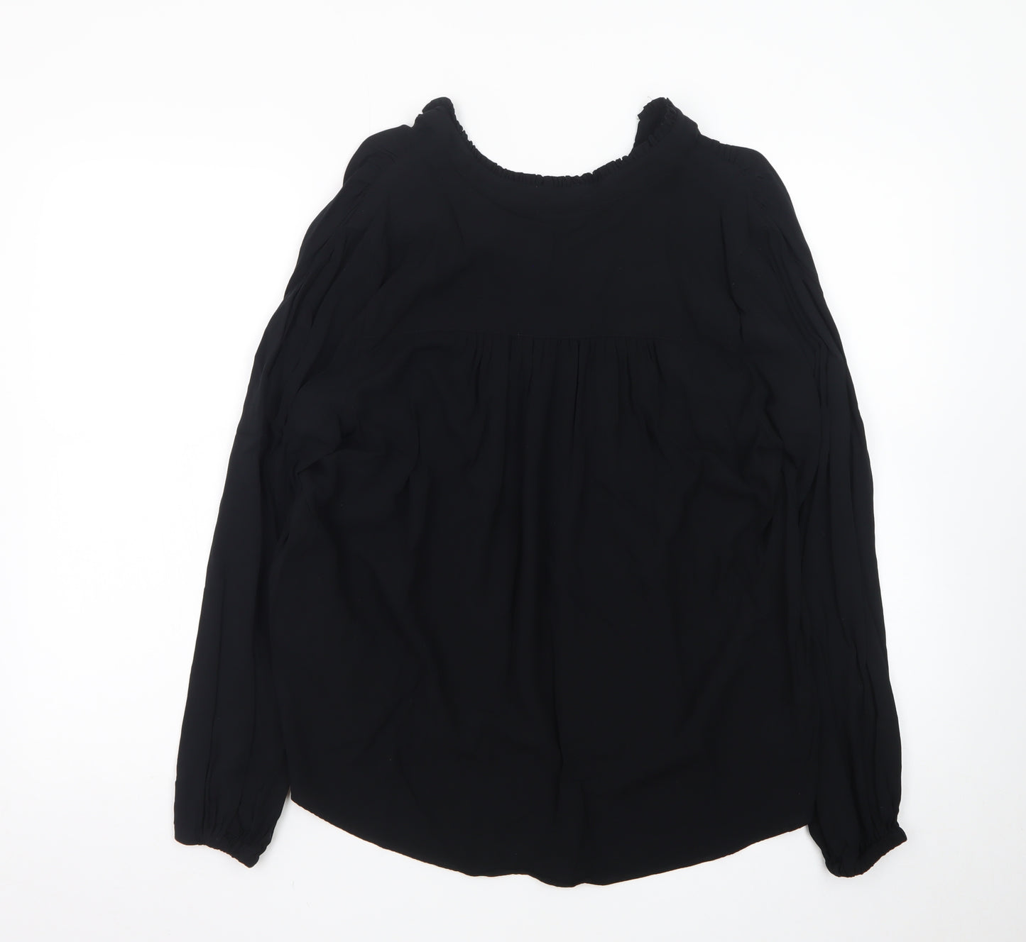 Marks and Spencer Womens Black Chiffon Long Sleeve Tunic Blouse Size 14