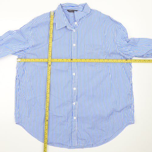 Marks and Spencer Men's Blue Striped 18 Long Sleeve Dress Shirt