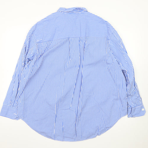 Marks and Spencer Men's Blue Striped 18 Long Sleeve Dress Shirt