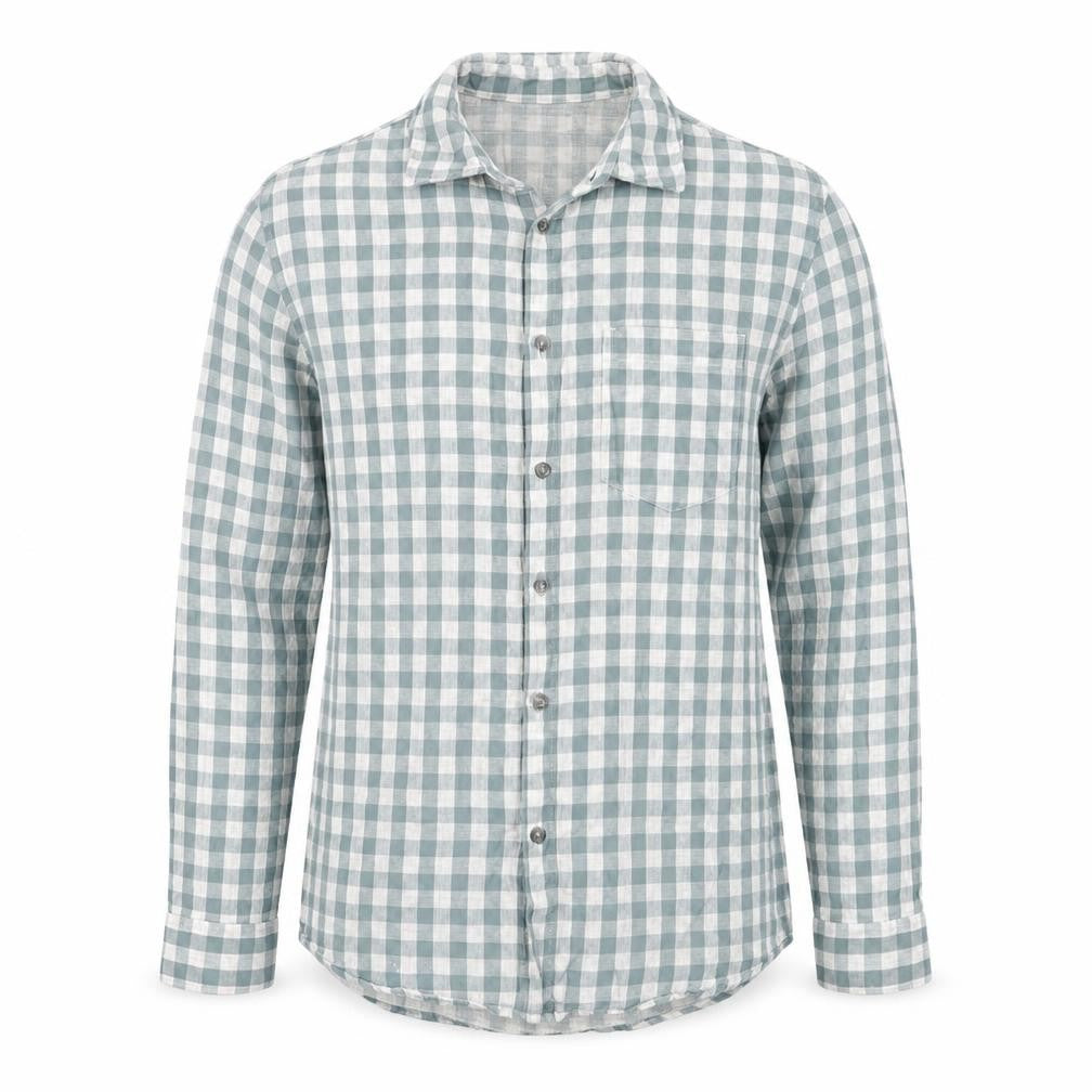 Marks and Spencer Men's Blue Check Regular Fit Cotton Shirt S