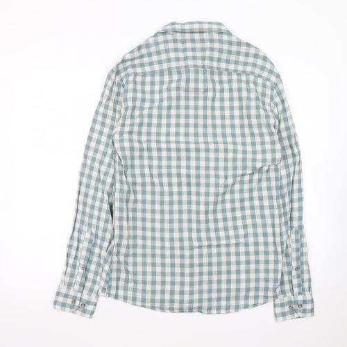 Marks and Spencer Men's Blue Check Regular Fit Cotton Shirt S