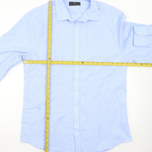 Marks and Spencer Men's Blue 17 Slim Fit Long Sleeve Dress Shirt