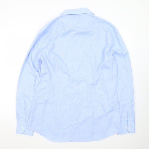 Marks and Spencer Men's Blue 17 Slim Fit Long Sleeve Dress Shirt